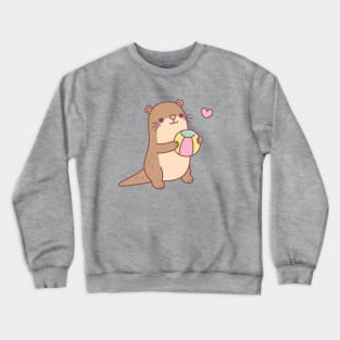 Cute Little Otter Play With Beach Ball Crewneck Sweatshirt